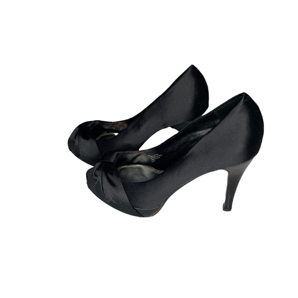 White House Black Market black satin stiletto heels 4.25" Size 8.5 M - Picture 5 of 12